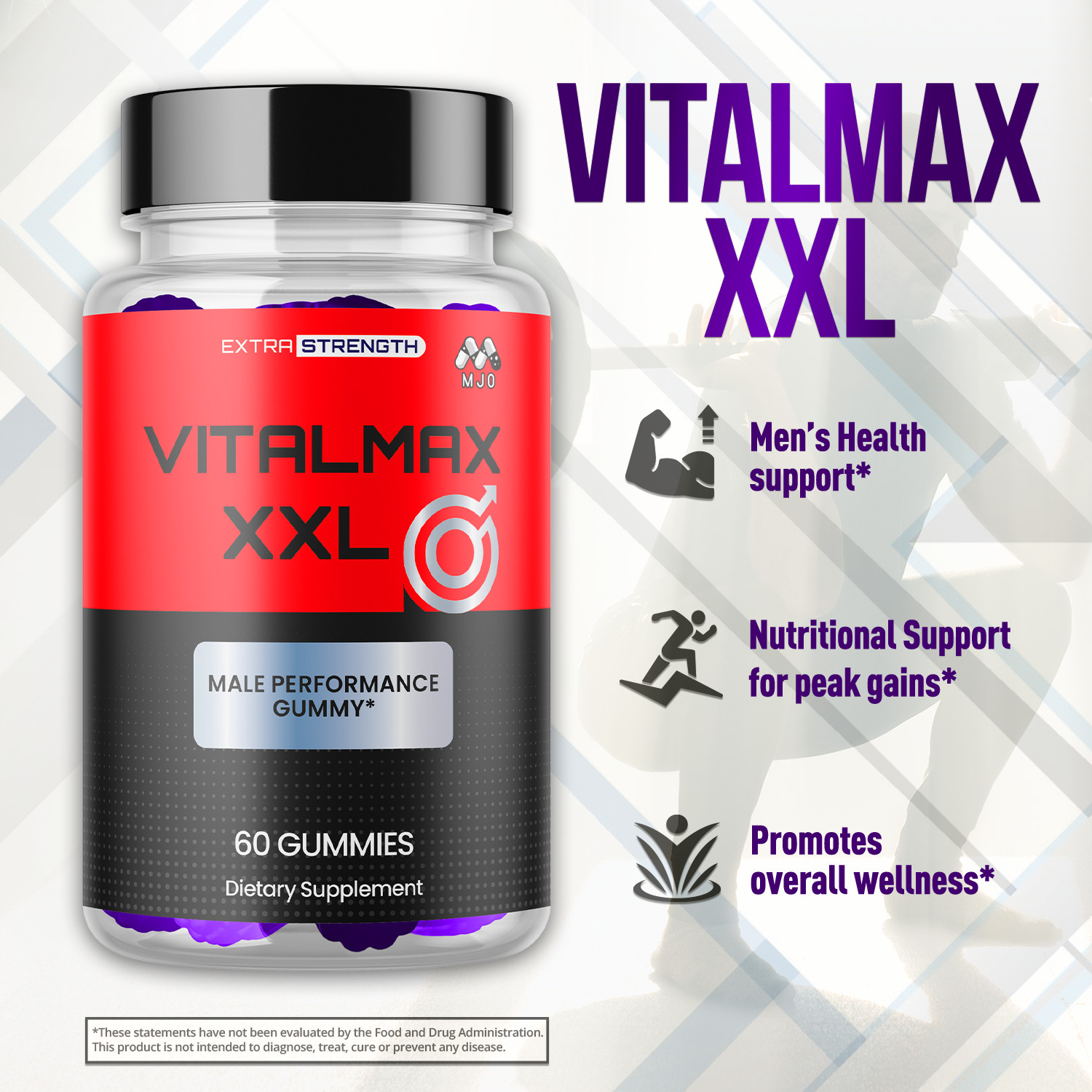 (1 Pack) Vitalmax XXL Male Gummys Advanced Male Support Supplement 60 Gummies
