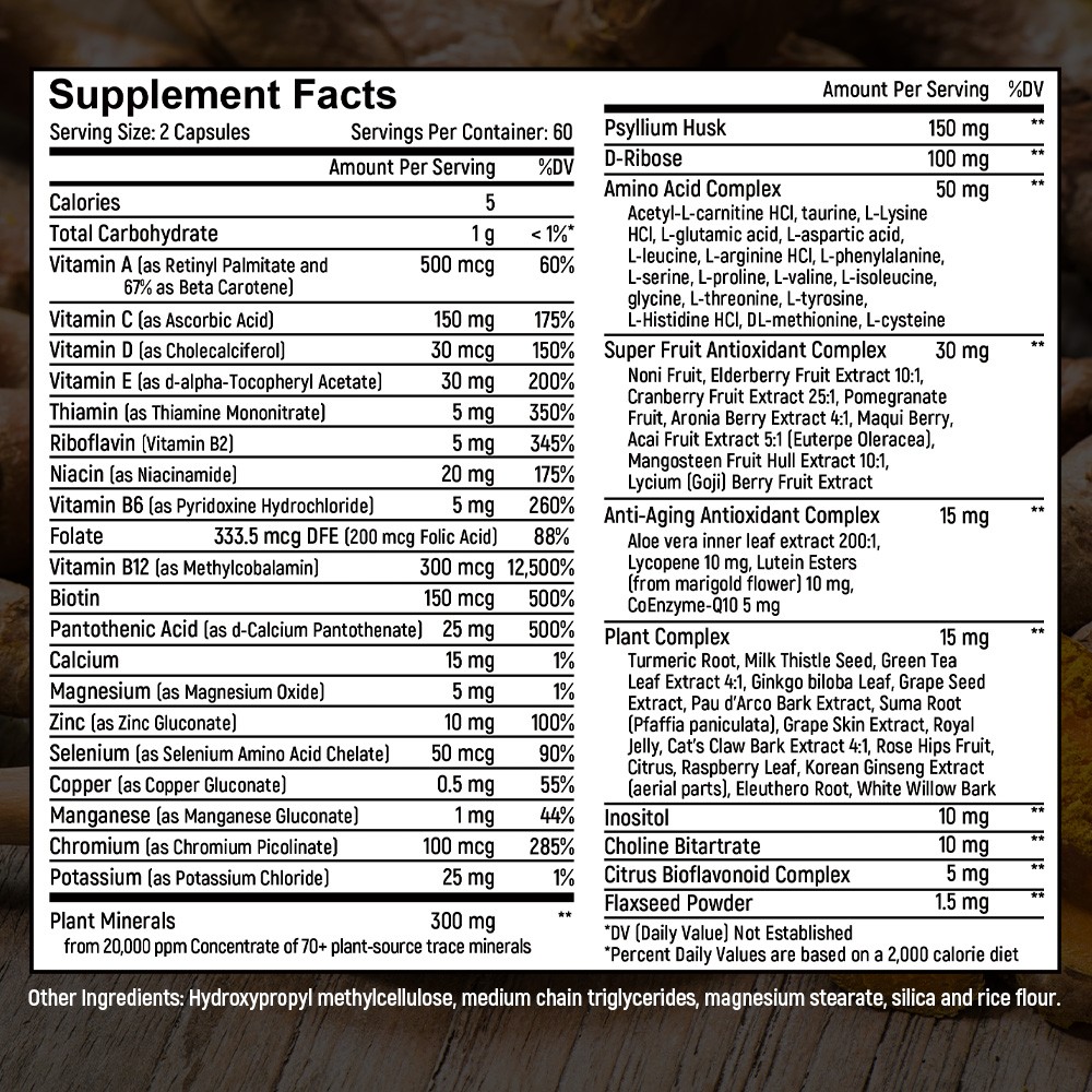Immune Support With 70 Plant Minerals Plus Eye Brain Health 30/60/120 Capsules