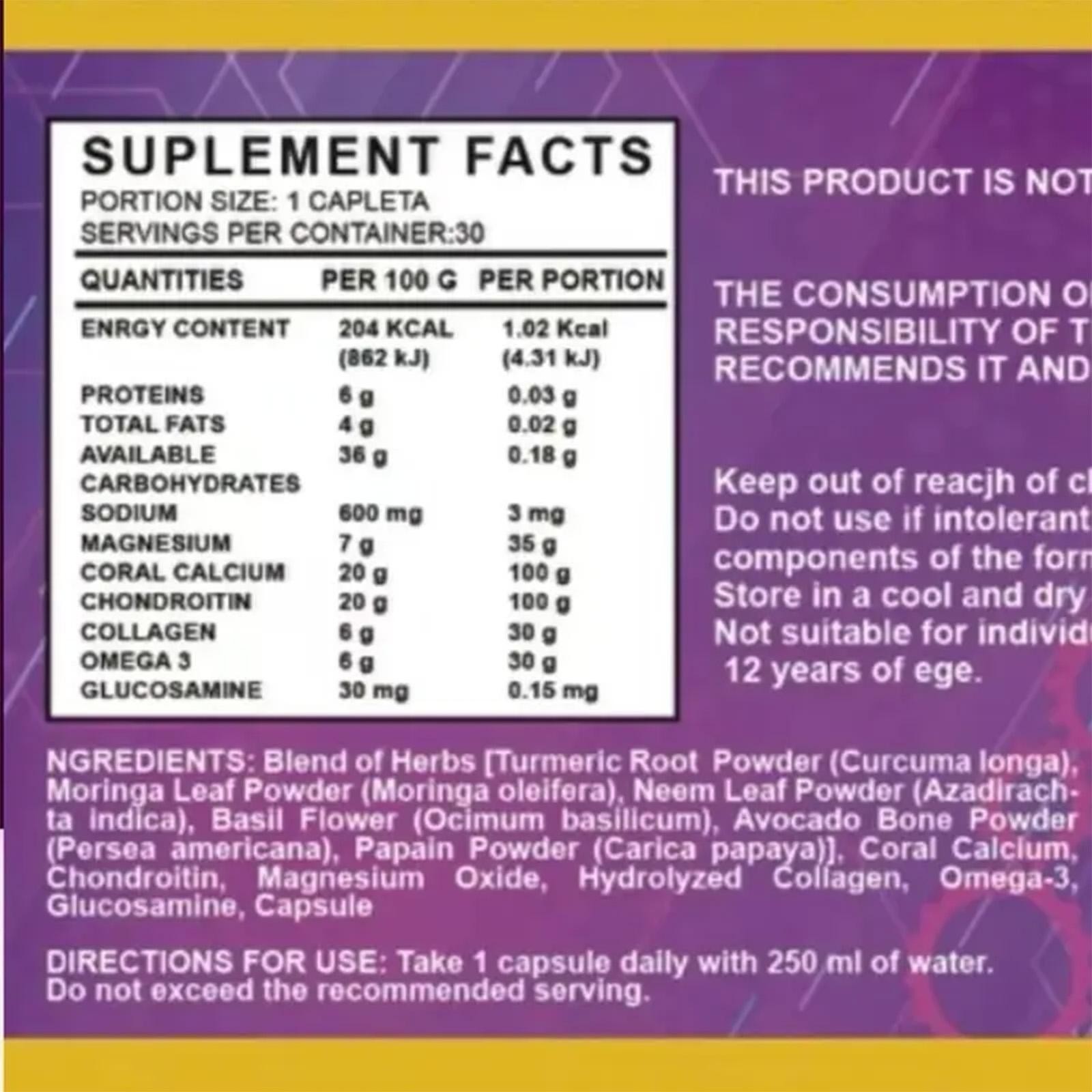 3 Pack Ultra Advance Vitamin & Mineral Supplement 30 Capsules 500 Mg New6e