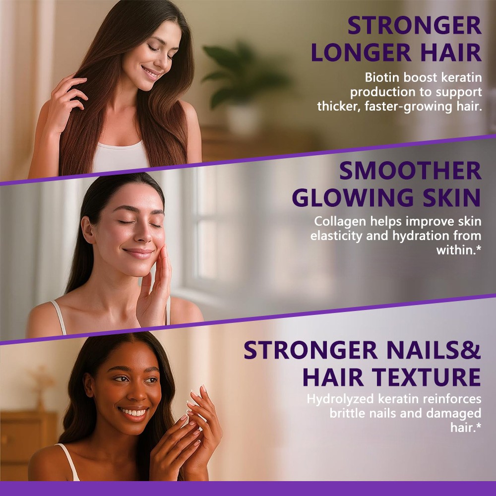 Biotin Collagen & Keratin-Hair Growth,Skin Health,Strong Nails 30/60/120Capsules