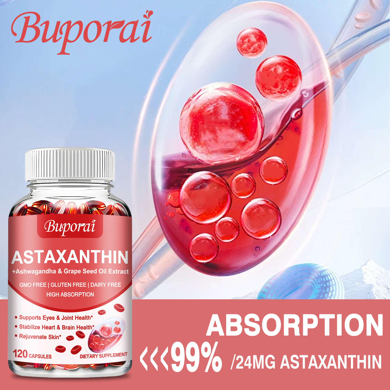 Astaxanthin 24mg – Heart and Cardiovascular Health, Support Antioxidant Activity