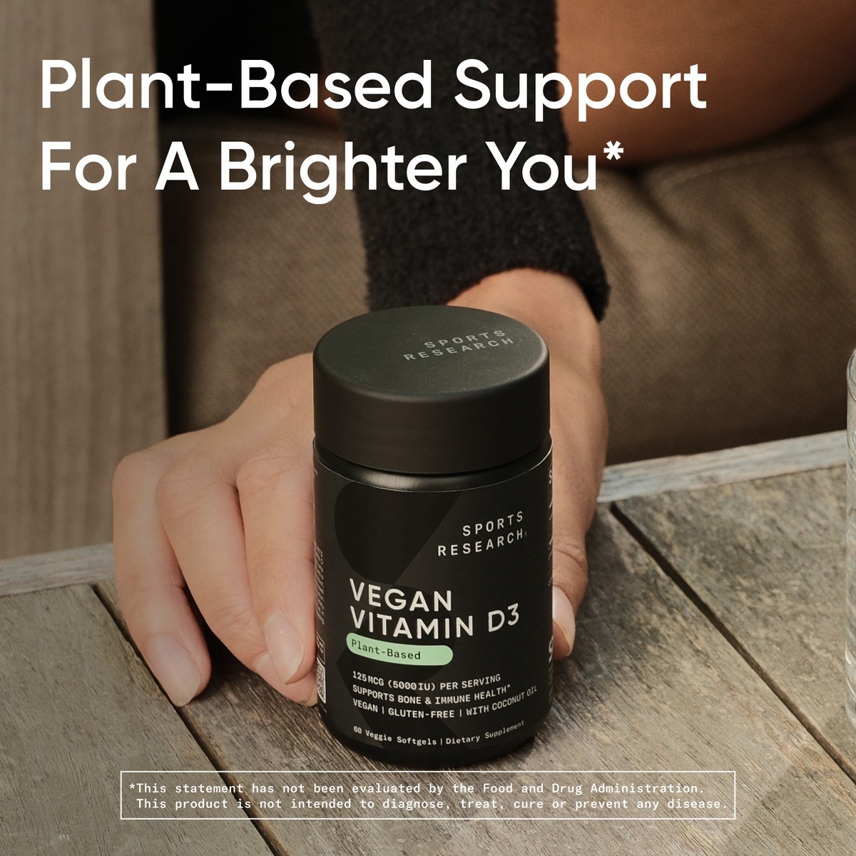Vegan Vitamin D3 5000IU (125 mcg) with Coconut Oil | 100% Plant-Based Vitamin D