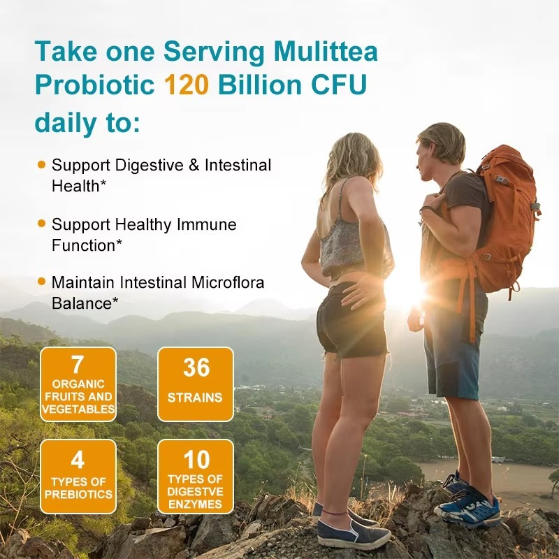 Mulitea 12 Billion CFU Probiotics Unisex, Vegetarian Capsules, Non-GMO, NEW US