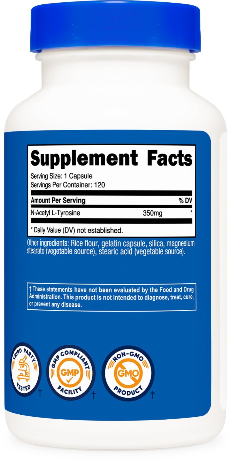 Nutricost N-Acetyl L-Tyrosine (NALT) 350mg, 120 Capsules – Gluten Free, Non-GMO