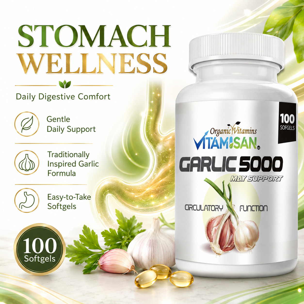 2 Garlic Fresh Extract 5000 mg Cholesterol Health supp 200 Antioxidant Pills gel