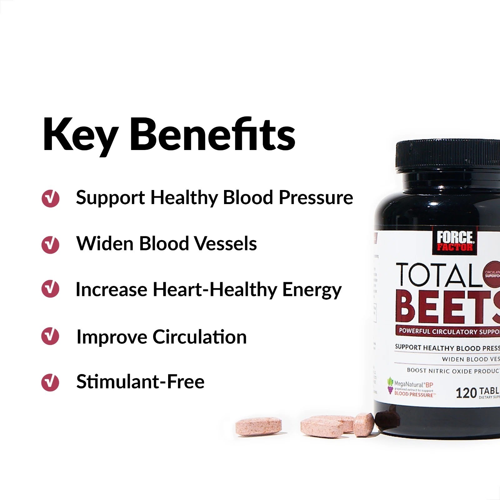 Total Beets Circulation Superfood Beet Root with Blood Pressure Support 120ct