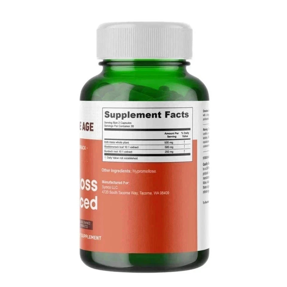 INFINITE AGE Sea Moss Advanced 1250mg Superfood, High-Potency, Vegan 60 Capsules