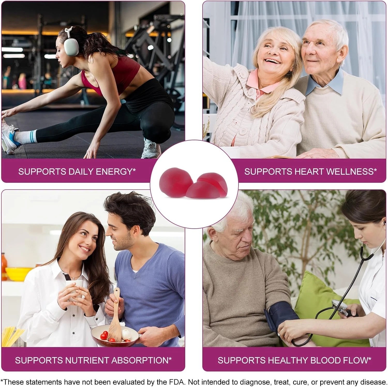 Super Beetroot Gummies, 8 in 1 Beet Root 4,000Mg with Grape Seed Extract & Coq10