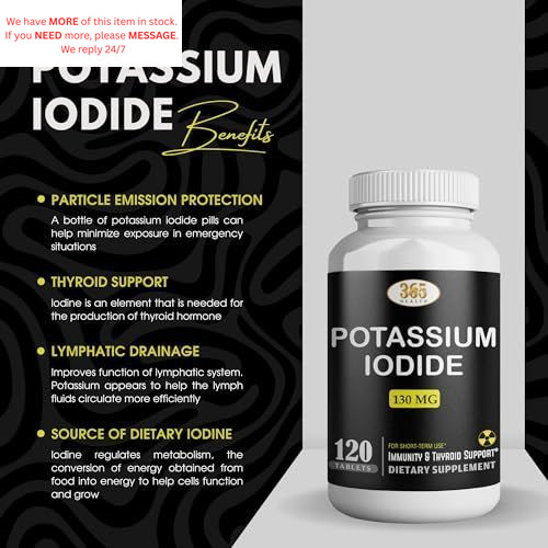 Potassium Iodide130 mg – KI Tablets- 120 Count (Pack of 1), White