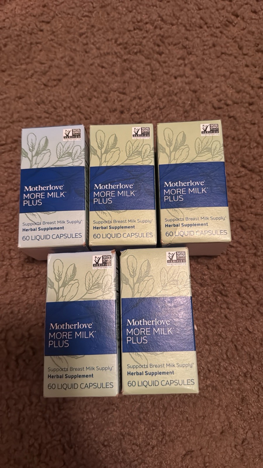 (5) Motherlove More Milk Plus Supports Lactation 60 Count (300 total) Exp 7/2027