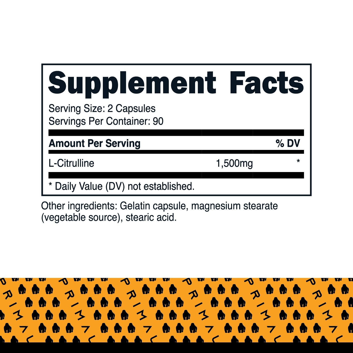 Primal L-Citrulline Capsules (180 Capsules) ( 1,500 mg Per Serving)