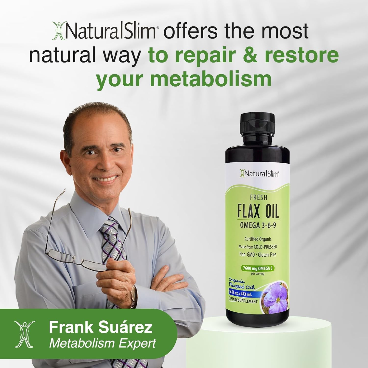 NaturalSlim Flax Oil – Flaxseed Oil – Organic Cold-Pressed Flaxseed Oil,16 fl.oz