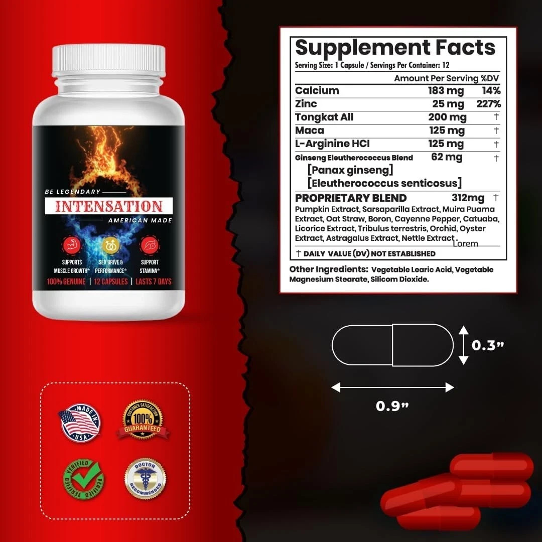 INTENSATION – Male Performance Support – Boost Stamina, Size, Stamina & Vitality