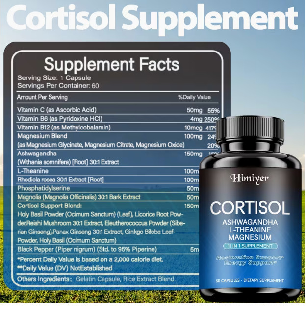 Cortisol&Energy, Restful Sleep & Mood Enhancement with Rhodiola Rosea 60 Capsule