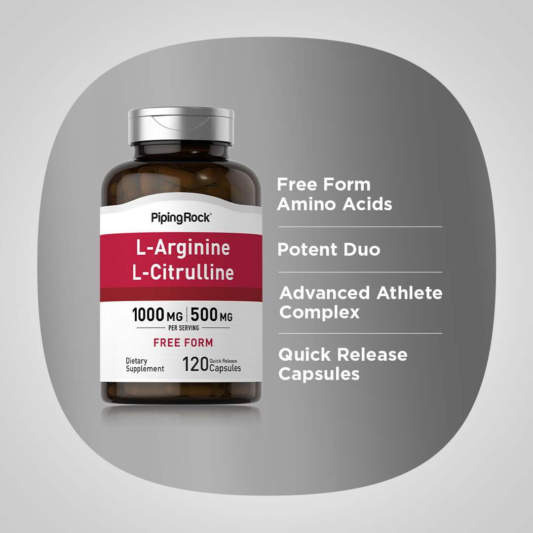 L-Arginine L-Citrulline Complex | 120 Capsules | Non-GMO | by Piping Rock