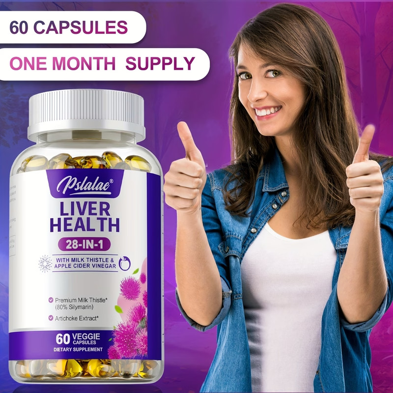Liver Health Supplement Dandelion Milk Thistle ACV Turmeric 60 Capsules