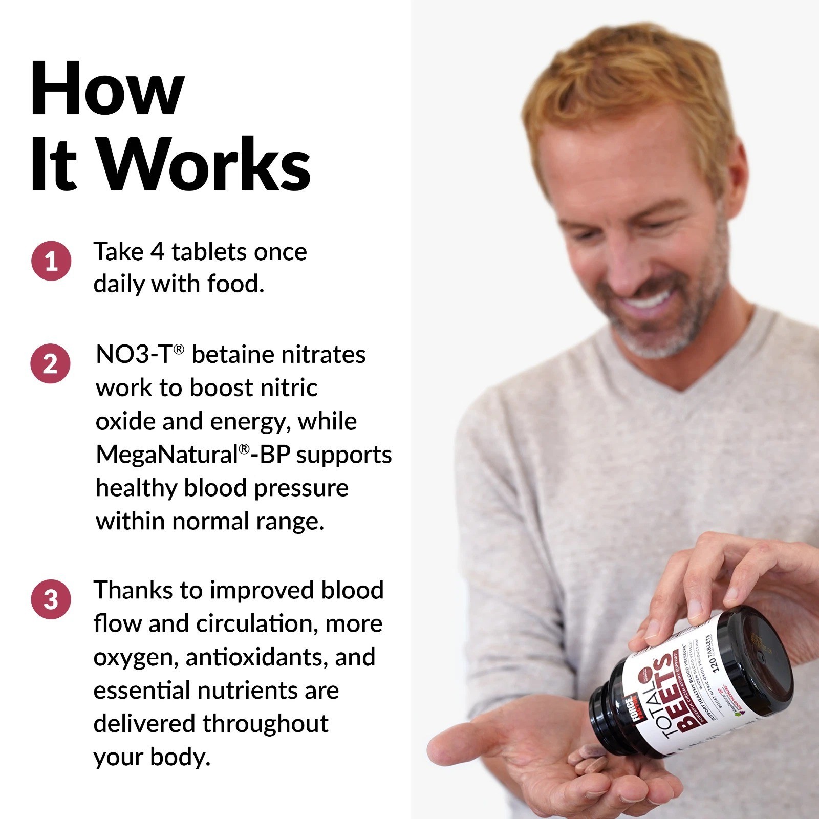 Total Beets Circulation Superfood Beet Root with Blood Pressure Support 120ct
