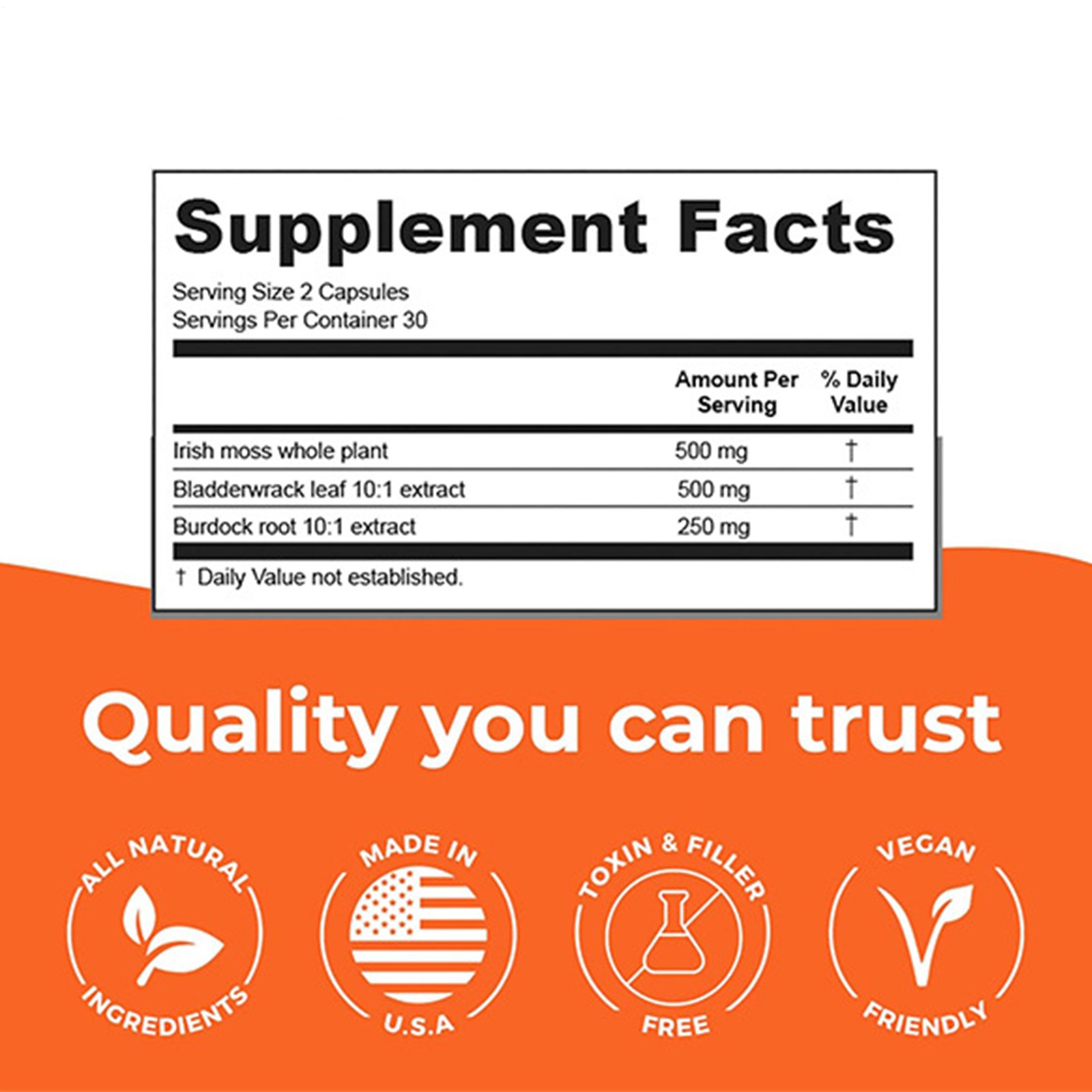 1250mg Sea Moss Advanced Superfood, High|Potency, Vegan | 60 Count