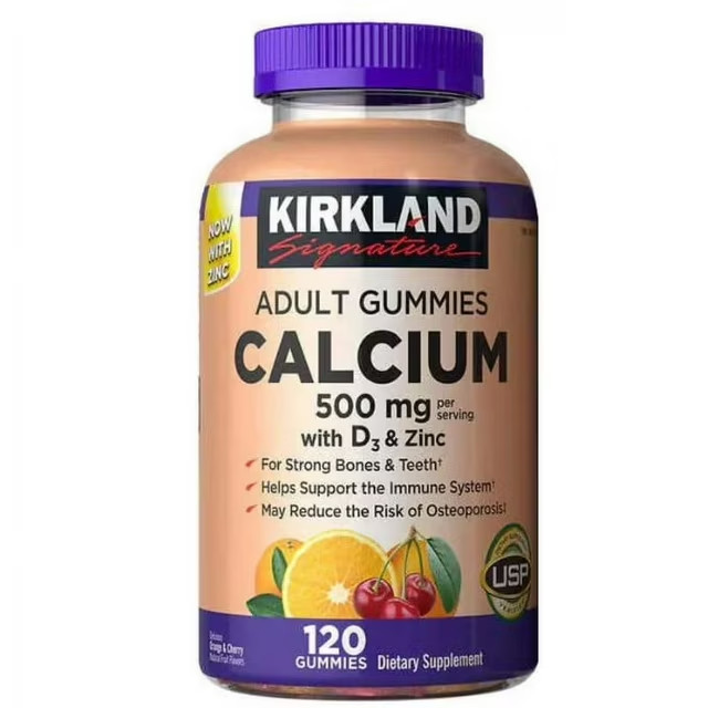 Kirkland Signature Calcium 500mg with D3 Adult Gummies – 120 Count