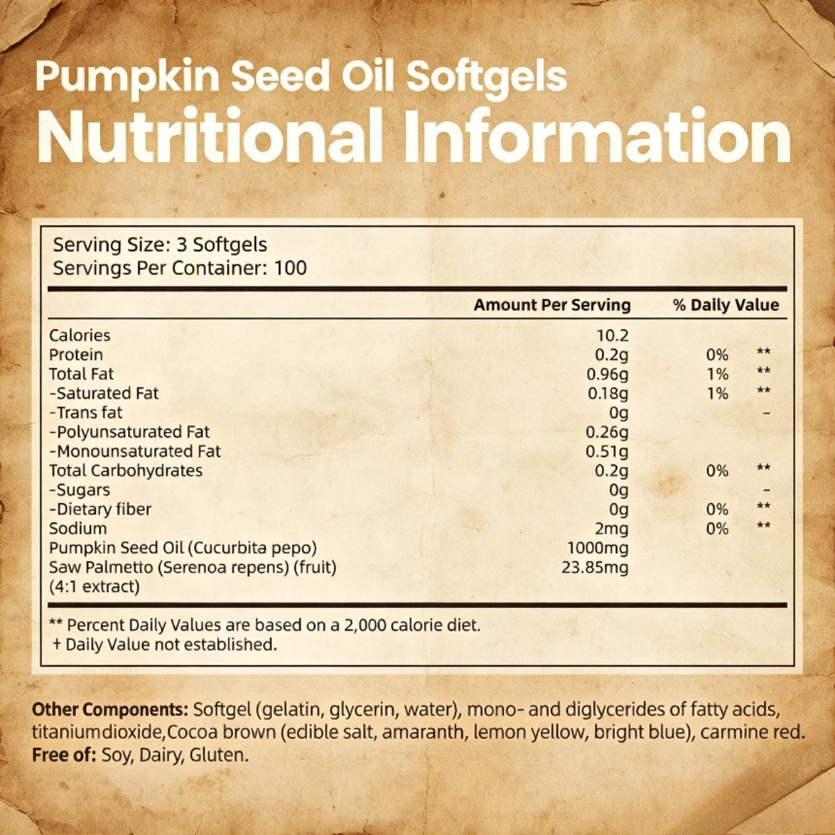 VIVONU Pumpkin Seed Oil 1000mg with Saw Palmetto 300 Softgels