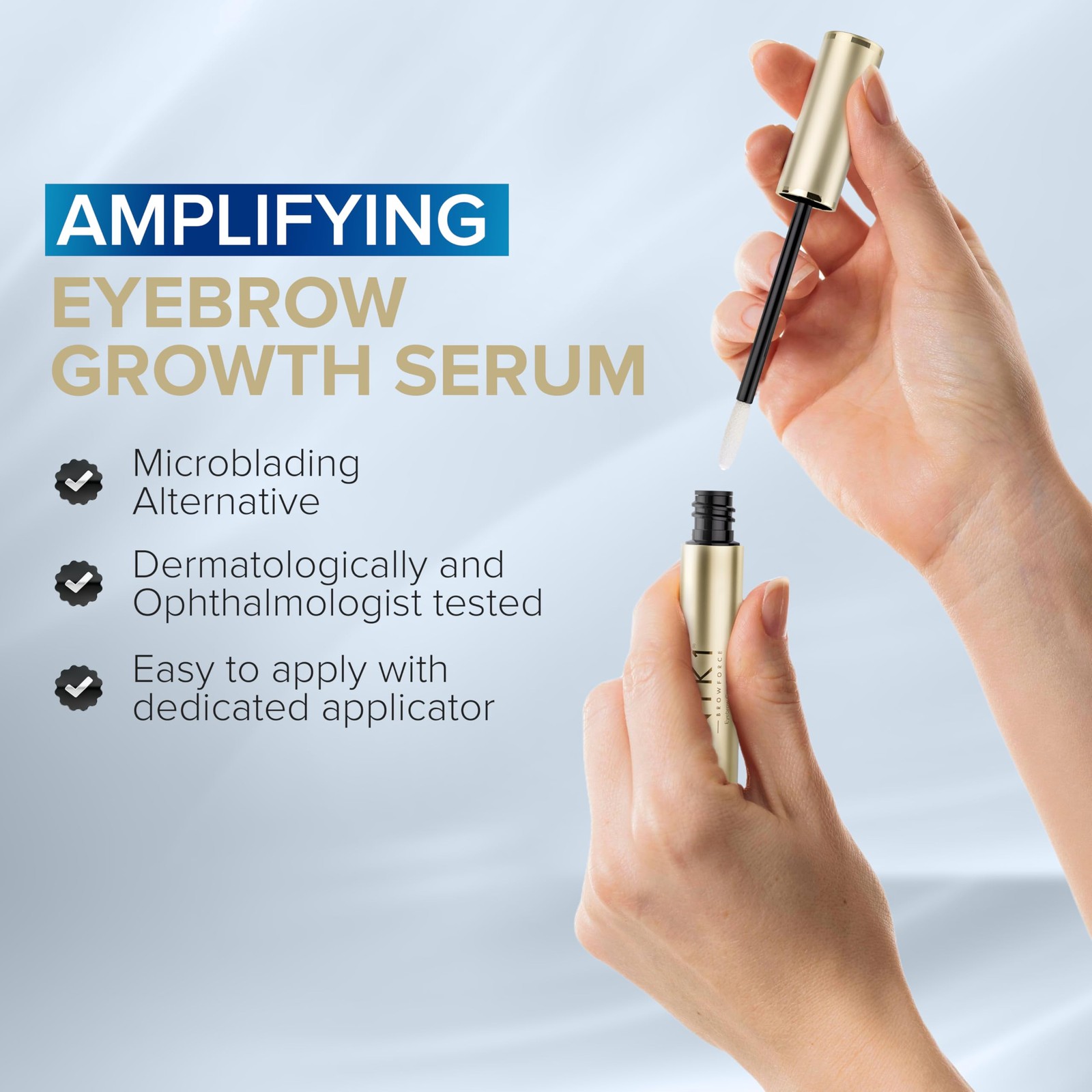 NYK1 CONCENTRATED 0.1 Fl Oz (Pack of 1), BrowForce (3ml) Brow Growth Serum