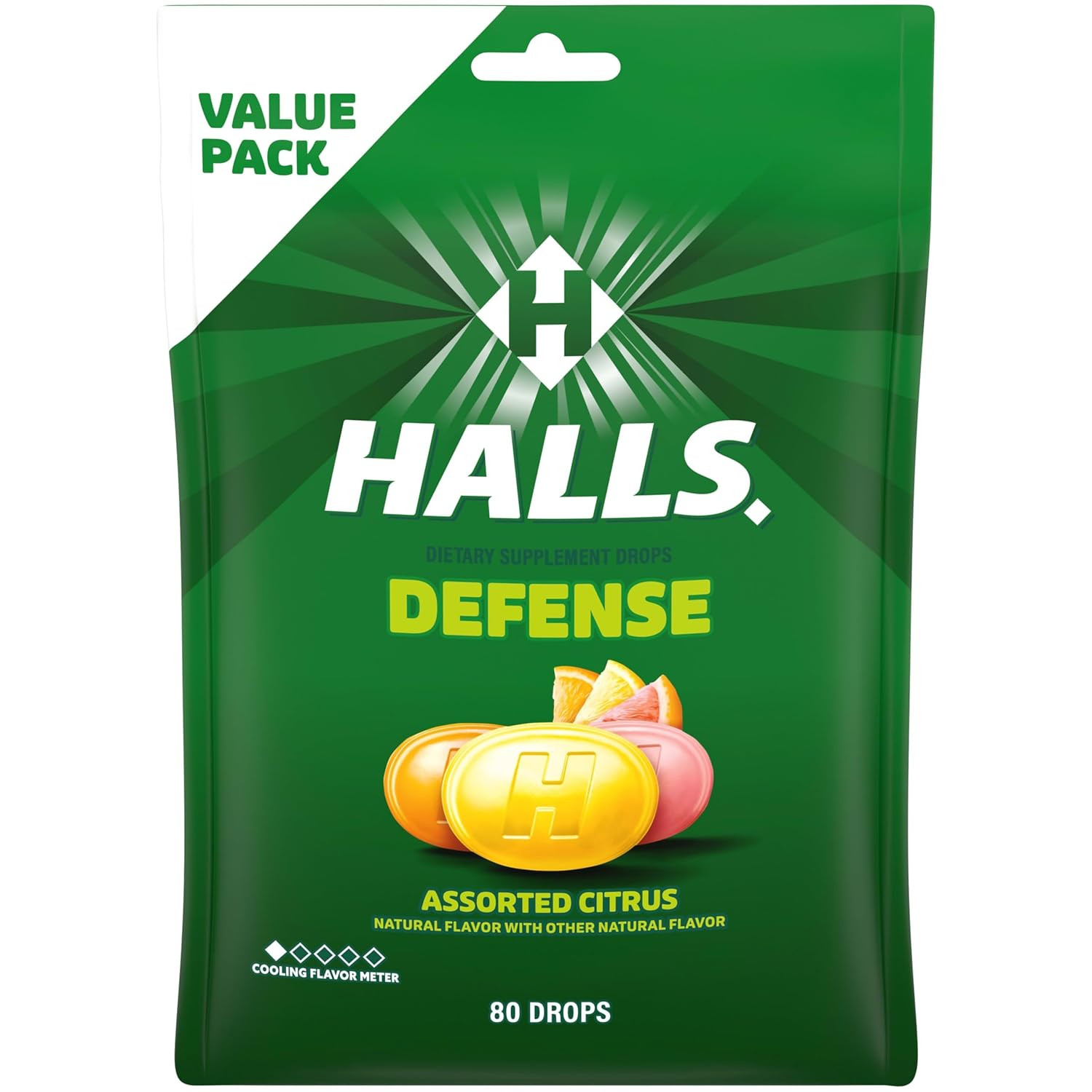 Defense Citrus Vitamin C Drops – 80 Drops (1 Bag of 80 Drops) | Throat Drops, Va