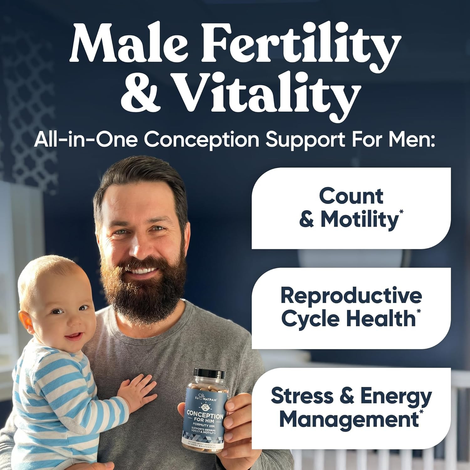 Conception for Him – Male Fertility Supplements with Ashwagandha, Folate & Zinc