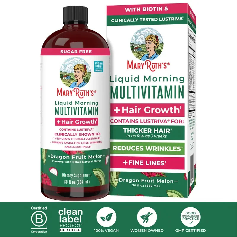Mary Ruth’s Liquid Morning Multivitamin + Hair Growth – Dragon Fruit Melon 30oz