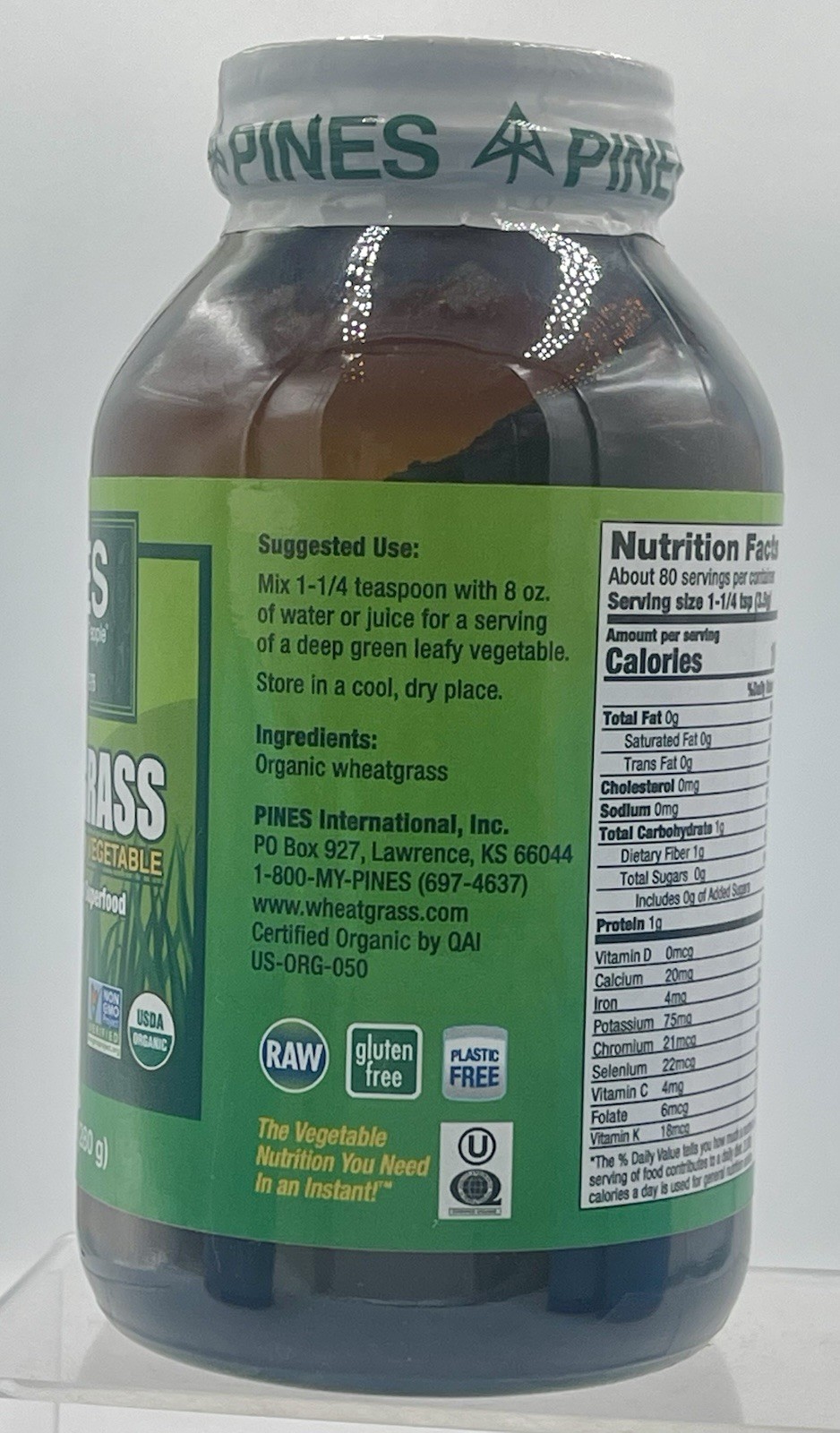 Pines International Wheat Grass Powder 10oz 280g Gluten Free Non GMO EXP 01/29