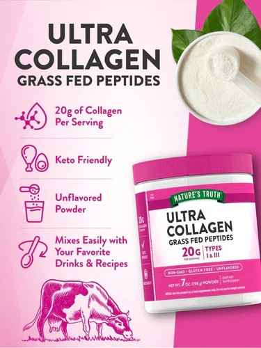 Nature’s Truth® Ultra Collagen Powder Grass Fed Peptides Types 1 & 3, 7 oz