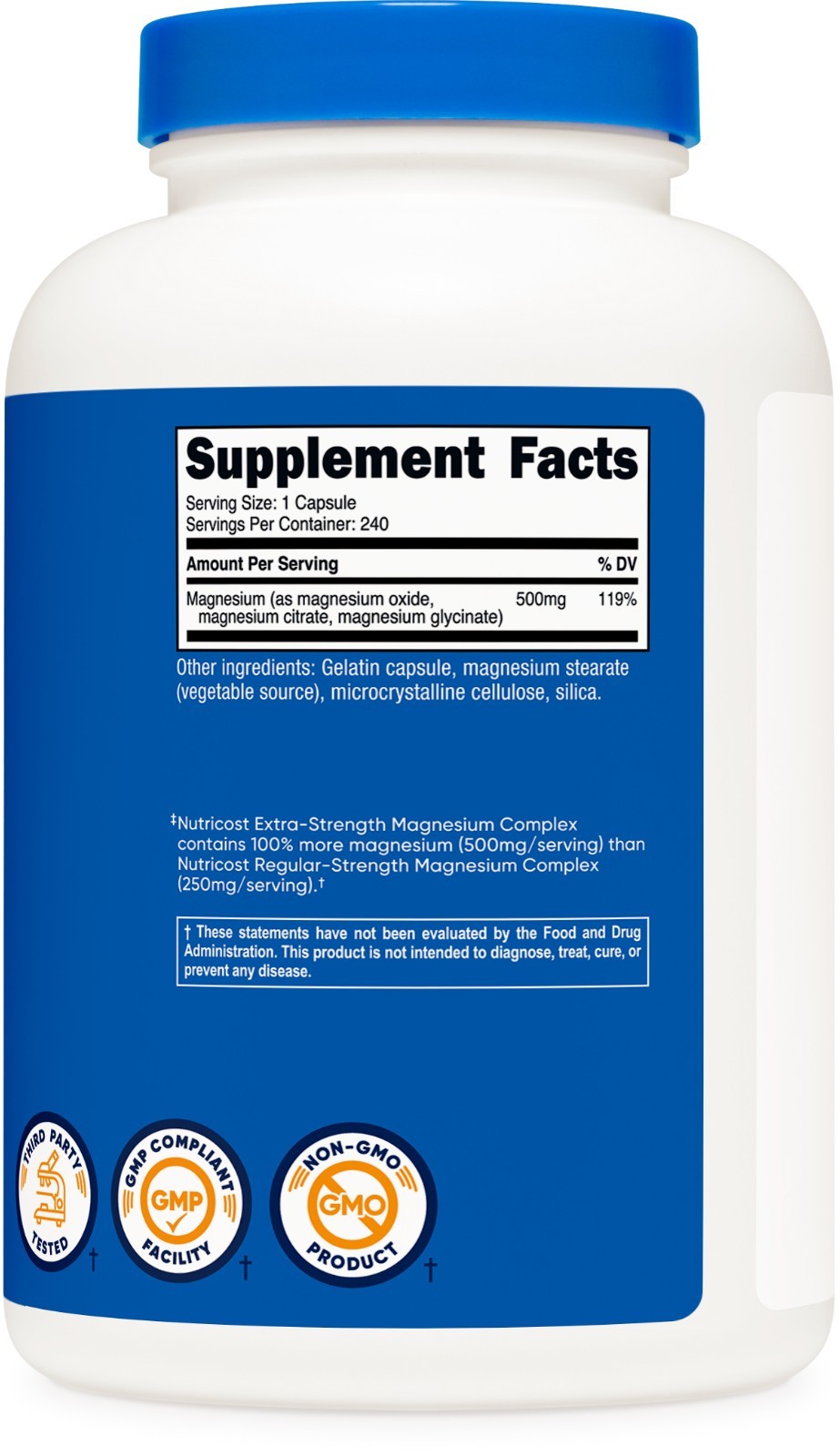 Nutricost Magnesium Complex 500mg, 240 Capsules – Gluten Free and Non-GMO
