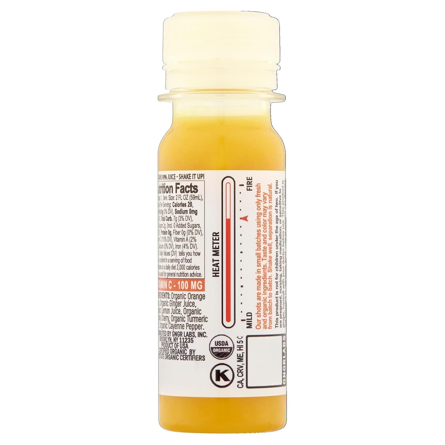 GNGR x Vitamin C – Cold-Pressed Ginger Shot with Turmeric, 2 fl oz ( Pack of 12)