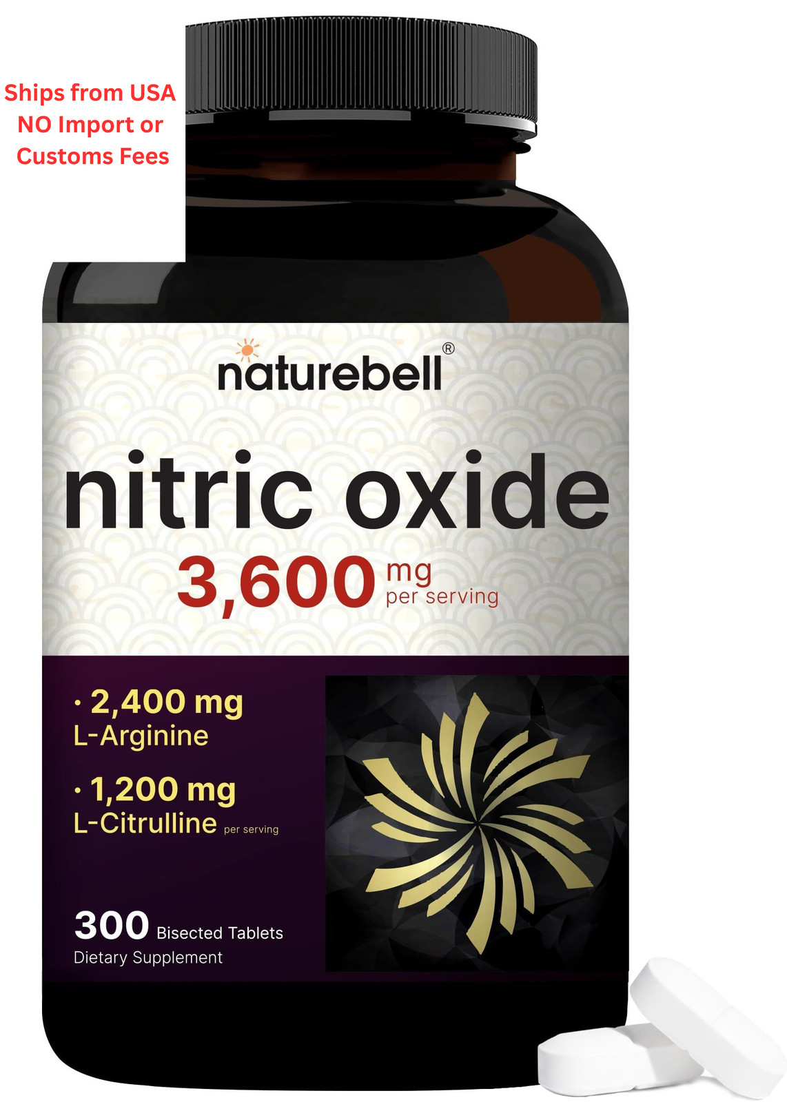NatureBell Nitric Oxide Supplement for Men & Women – 300 Count (Pack of 1)