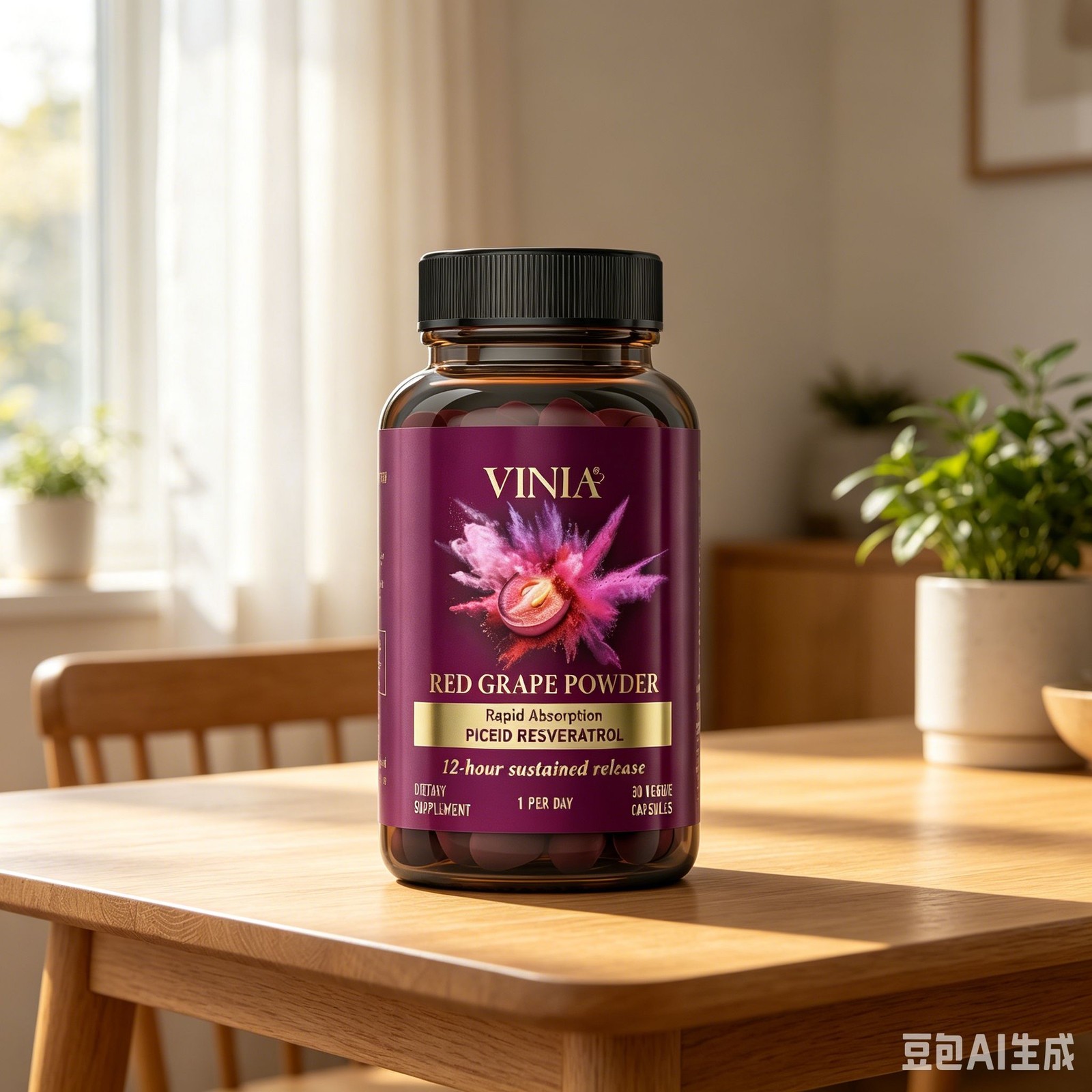 VINIA Resveratrol Piceid Supplement Flow 60ct Increases Non-GMO, Blood