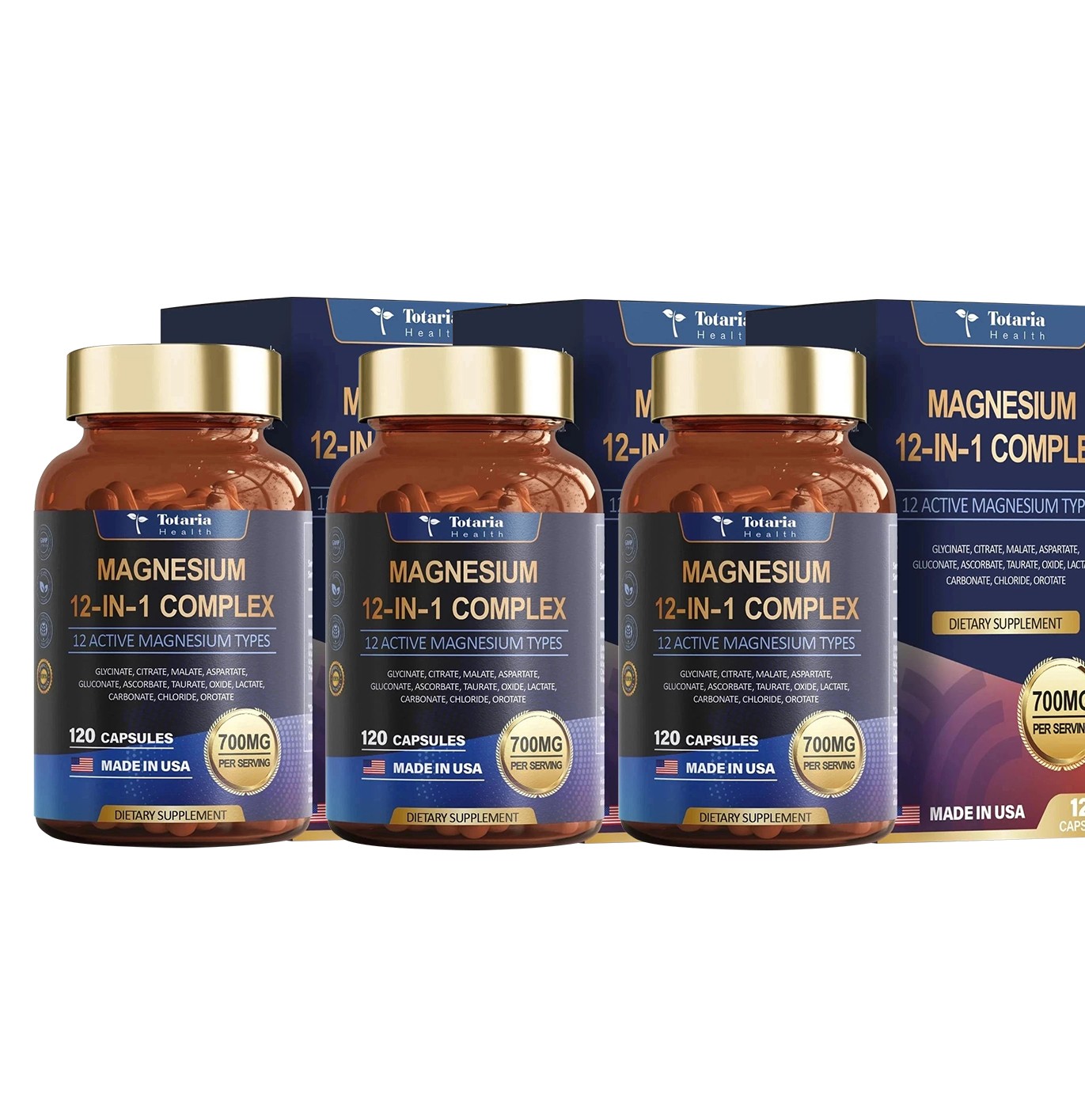 Magnesium 12 in 1 Complex 700mg – Glycinate Citrate Malate Taurate Daily Support
