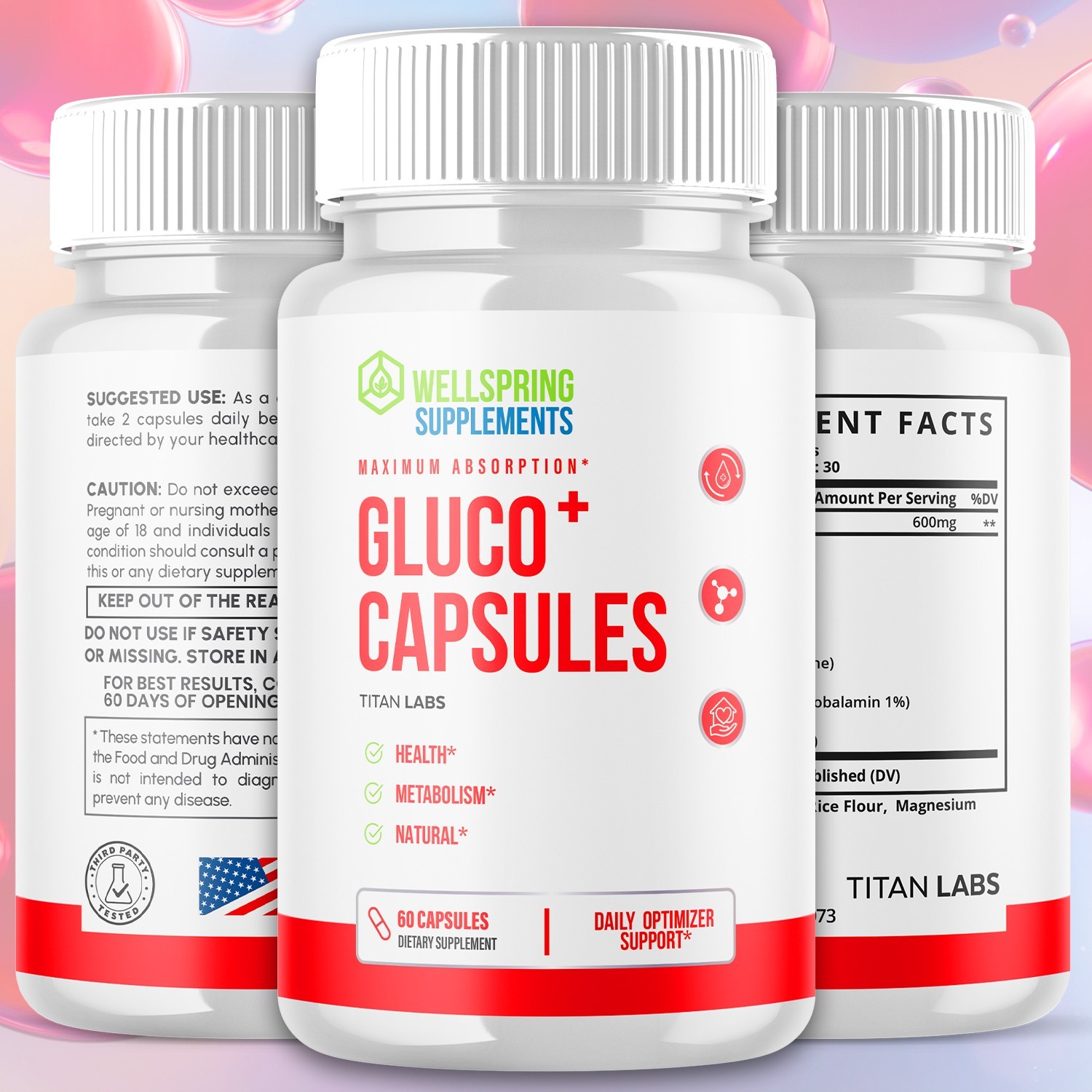 (1 Pack) Gluco+ Advanced Blood Health Support Supplement Gluco Plus 60 Capsules