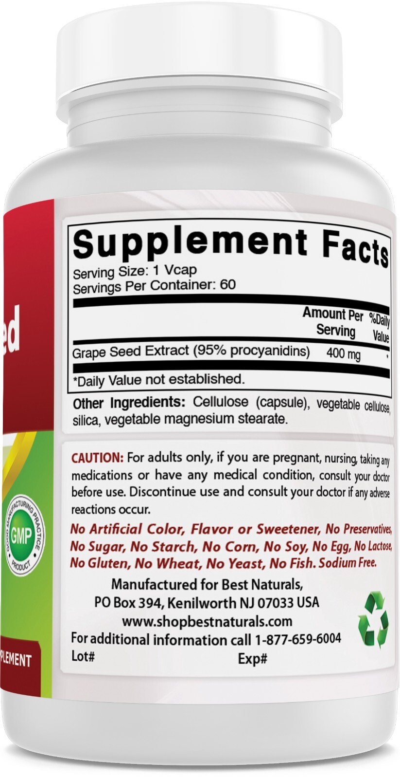 Best Naturals, Grape Seed Extract 400 mg 60 Vcaps *Cardiovascular Health*