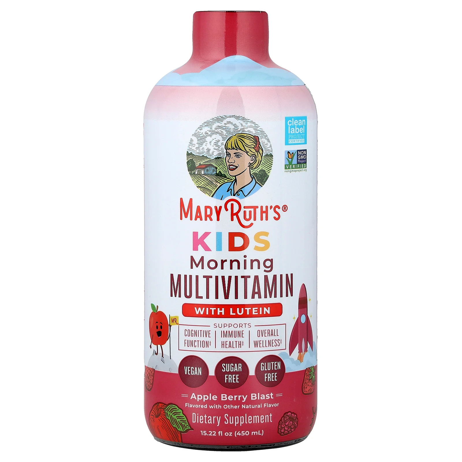 Kids, Morning Multivitamin With Lutein, Apple Berry Blast, 15.22 fl oz (450 ml)