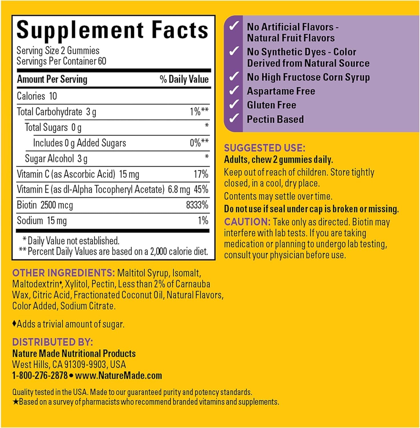 Delicious Strawberry Hair Skin Nails Gummies – 120 Sugar Free Biotin Supplements