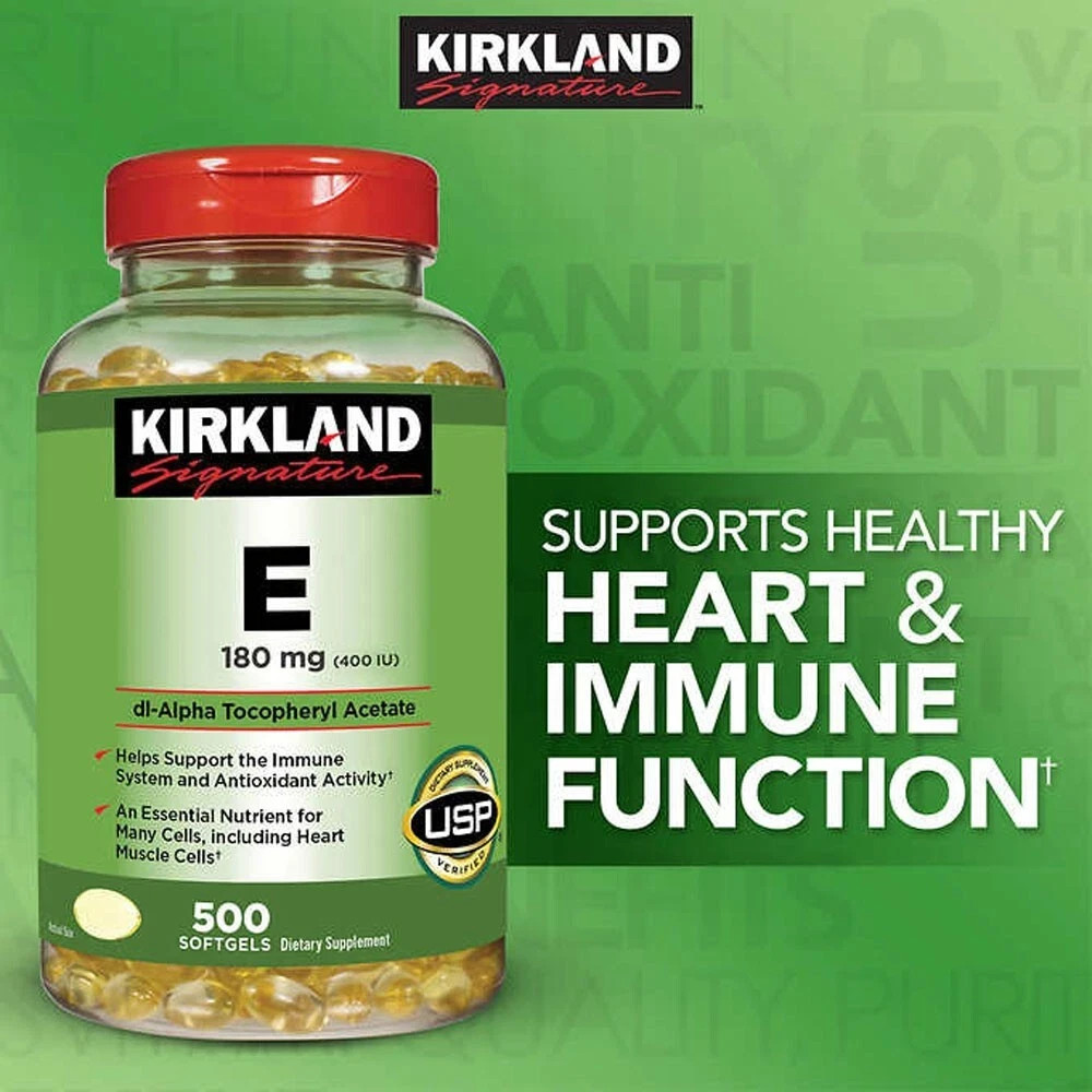 KIRKLAND SIGNATURE VITAMIN E 400 I.U. (180mg) 500 SOFTGELS Exp: 12/27