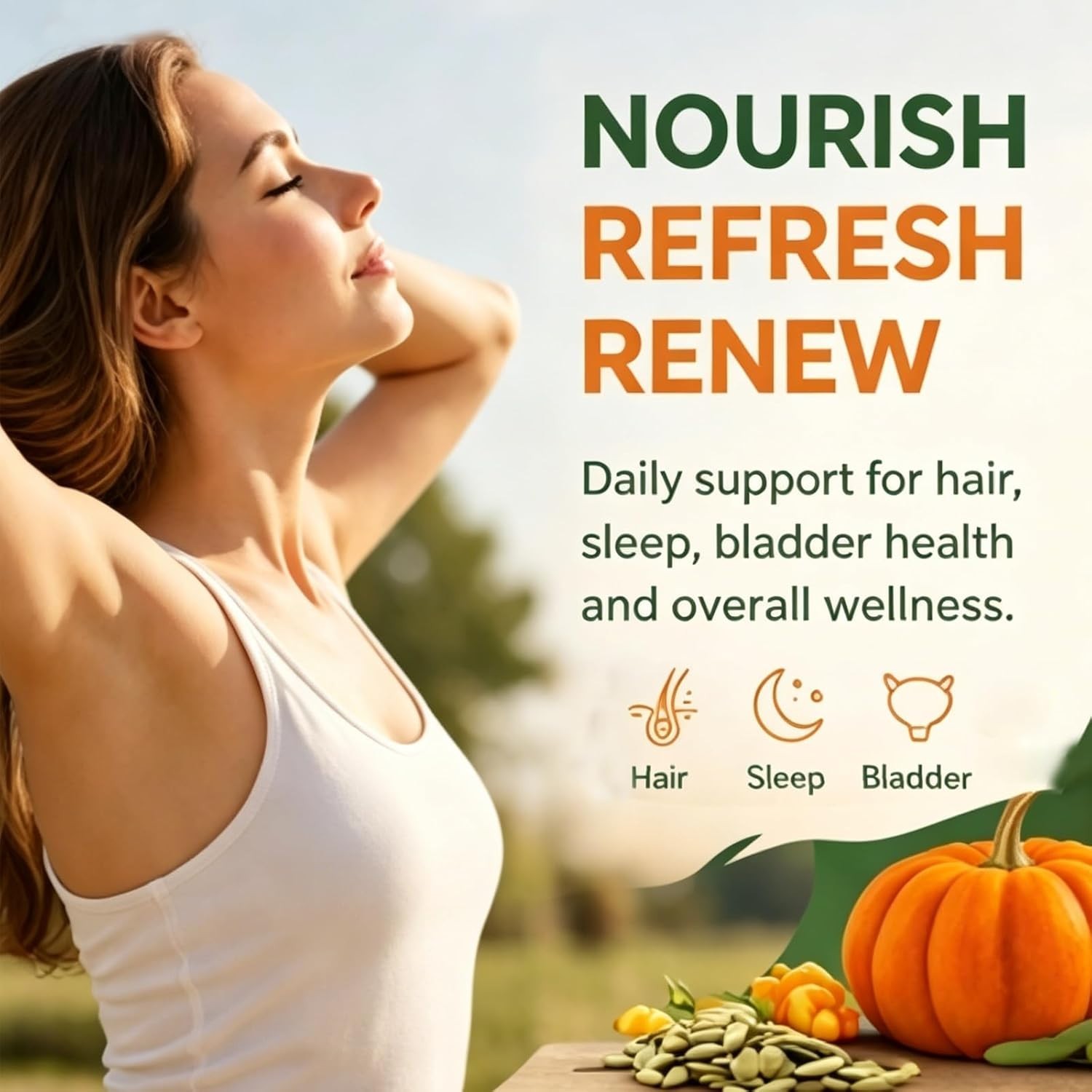 Pumpkin Seed Oil Saw Palmetto Capsules | Hair Prostate Support | 60 Softgels