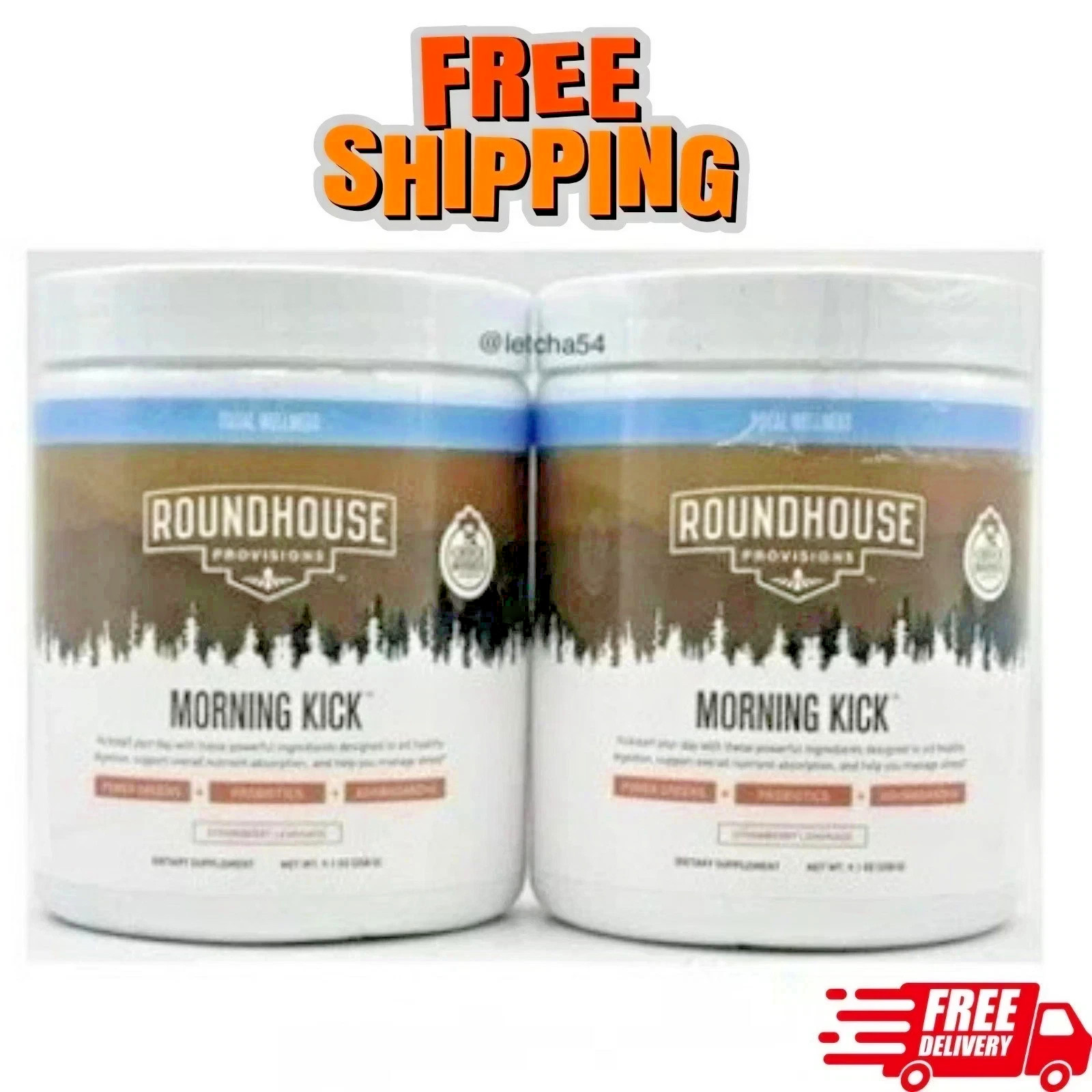 2-PACK ROUNDHOUSE PROVISIONS MORNING KICK-DIGESTIVE POWDER-STRAWBERRY LEMONADE