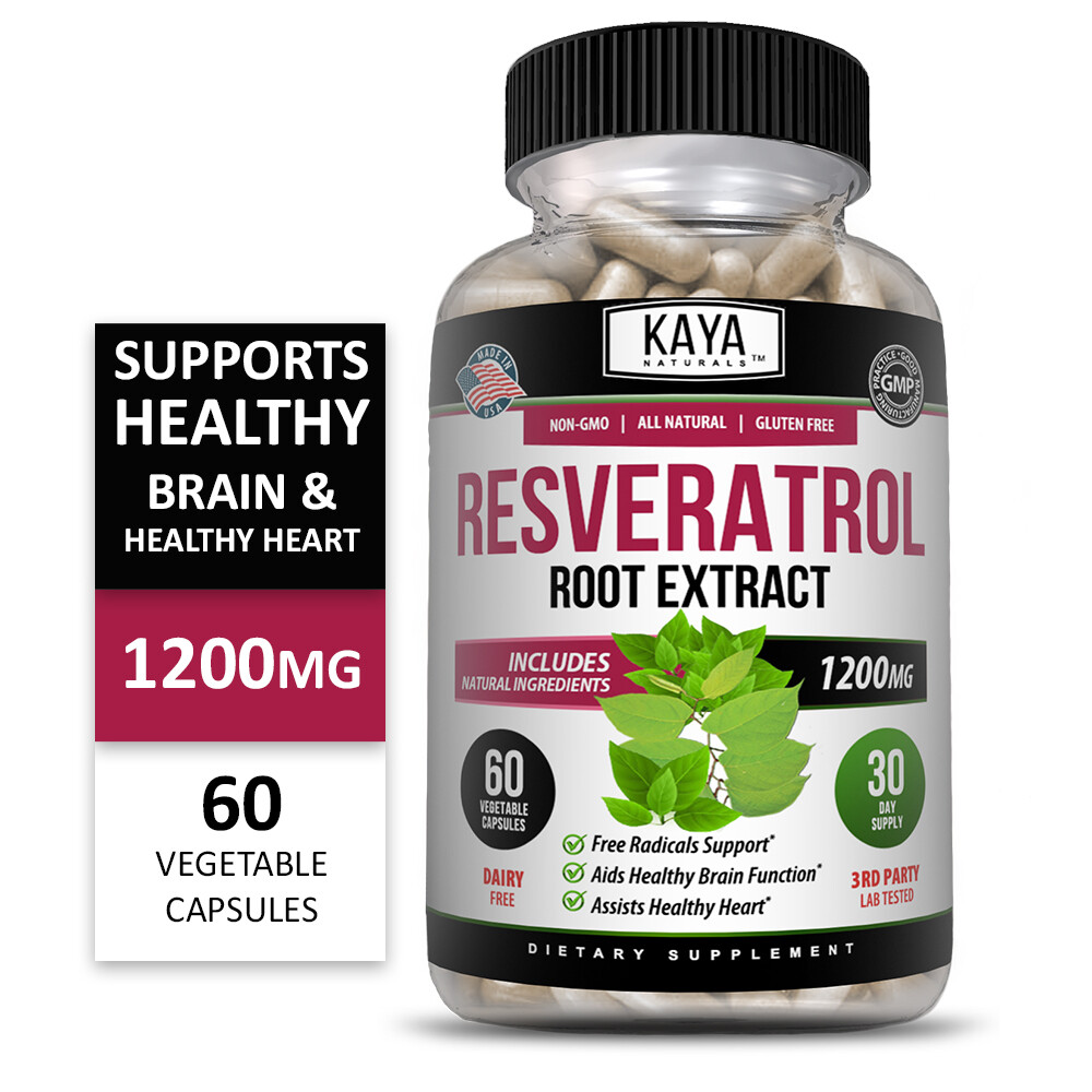 Resveratrol Capsules Anti-Aging Antioxidants, Brain Support, Radiant Skin