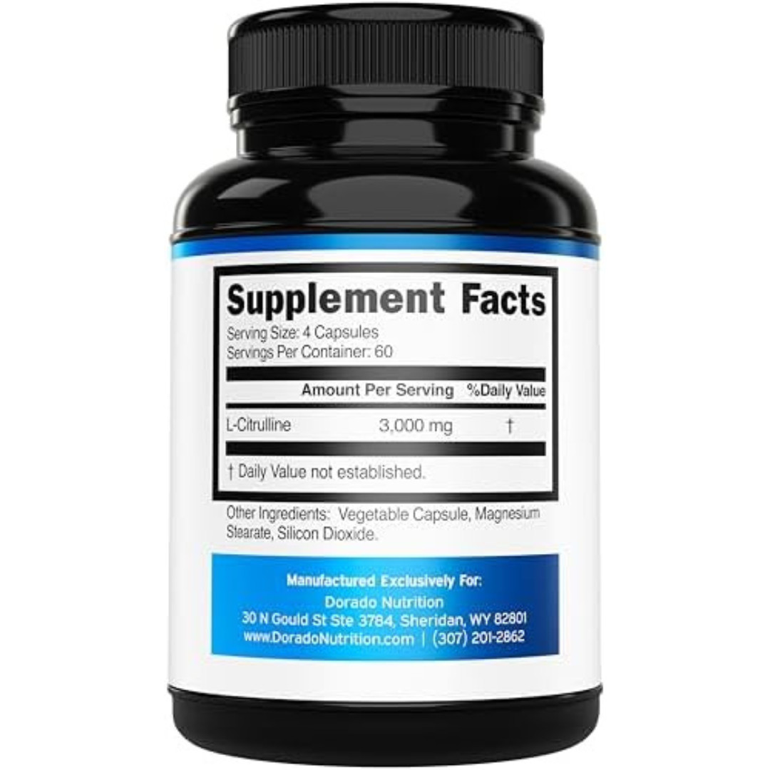 L-Citrulline 3000mg GMP Certified & Non-GMO Free Form Amino 240 Capsules