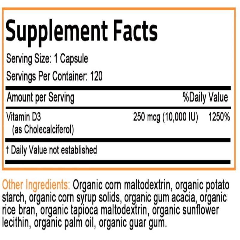 Vitamin D3 10000 IU 30/60/120 Capsules Support Immune,Colon,Breast Health