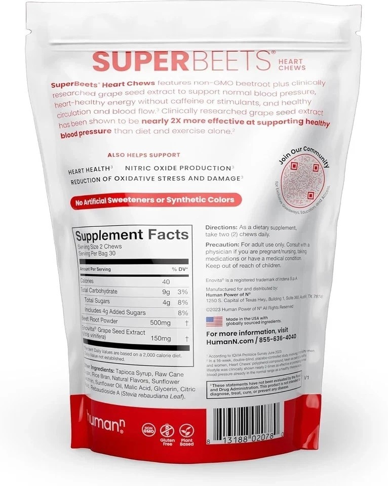 Humann SuperBeets number-3X Chews Heart Oxide Blood & Nitric Pressure Support, 6