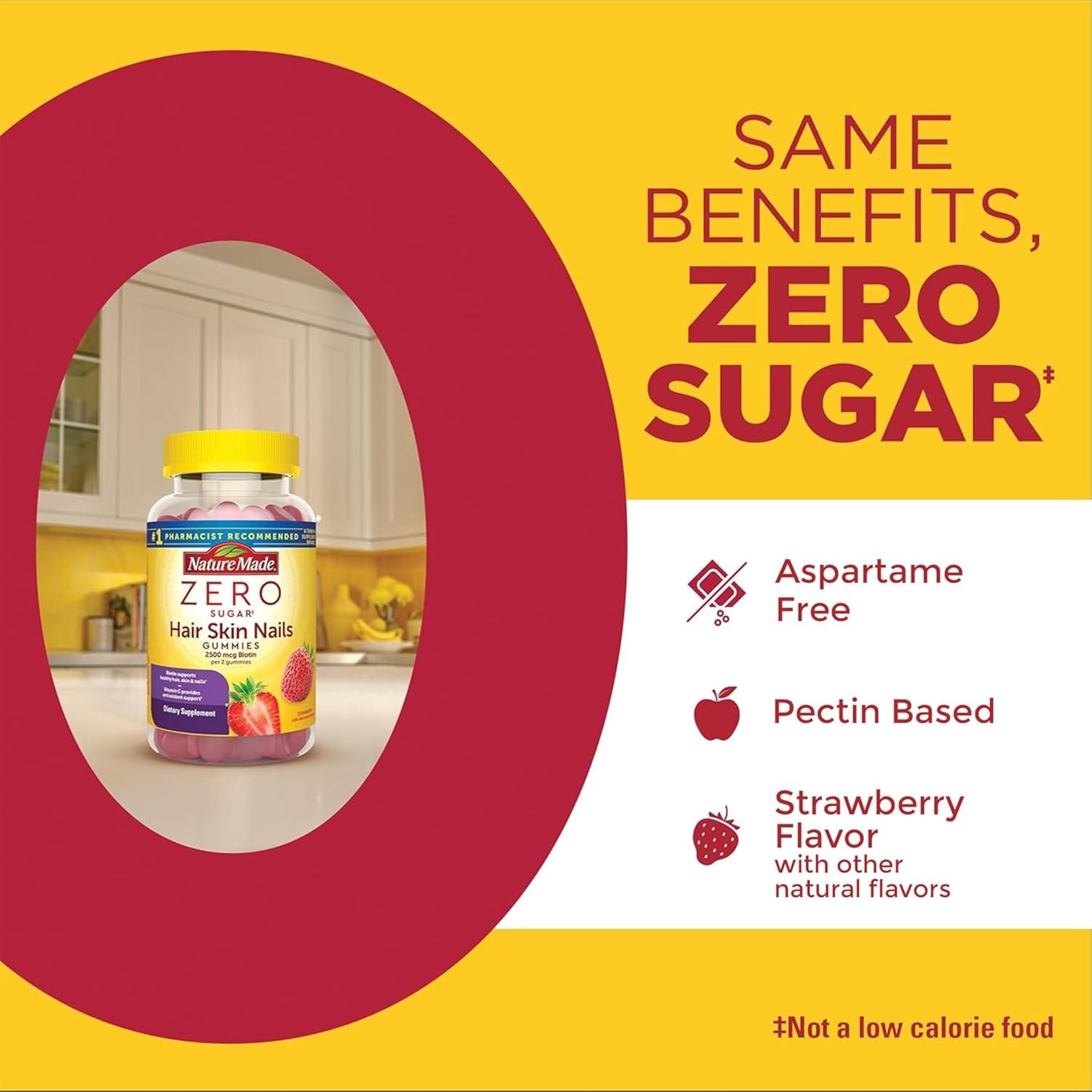 Delicious Strawberry Hair Skin Nails Gummies – 120 Sugar Free Biotin Supplements