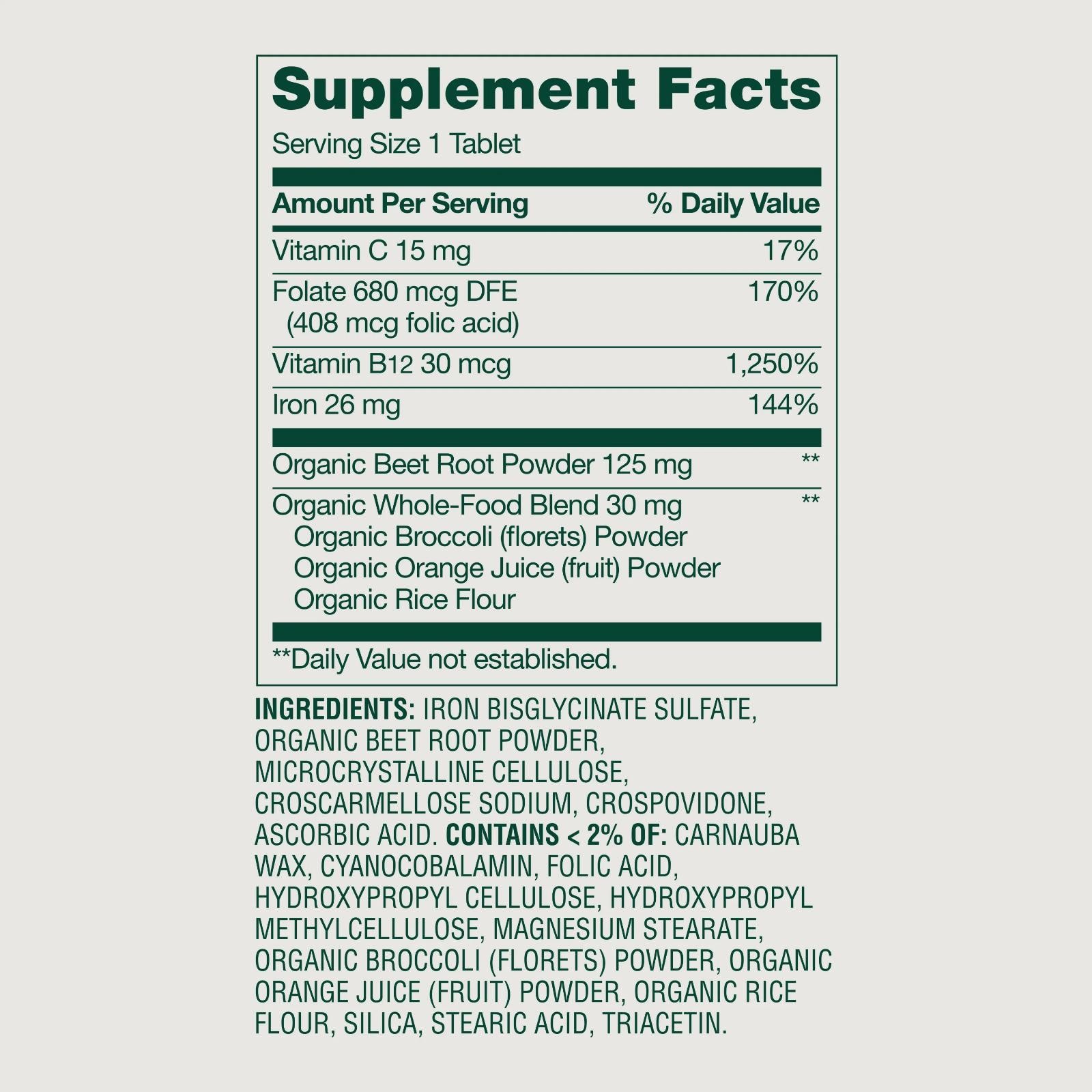 Spring Valley Blood Fortifier Iron Beet Root Folate General Wellness, 60 Tabs