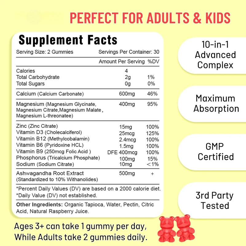 Calcium Gummies Male and Female Calcium Supplements 60 Gummies
