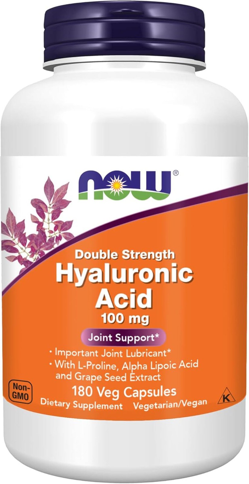 NOW Foods, Hyaluronic Acid 100 mg, Double Strength, 180 Veg Cap